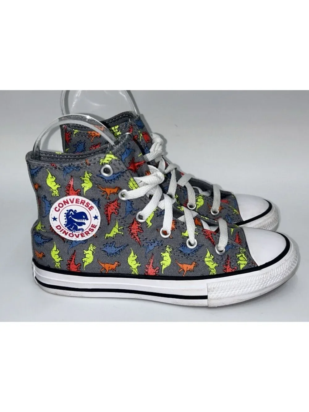 Converse•DINOVERSE•Chuck Taylor All Star Hi Tops•Junior Size 1 EUC Dinosaurs
